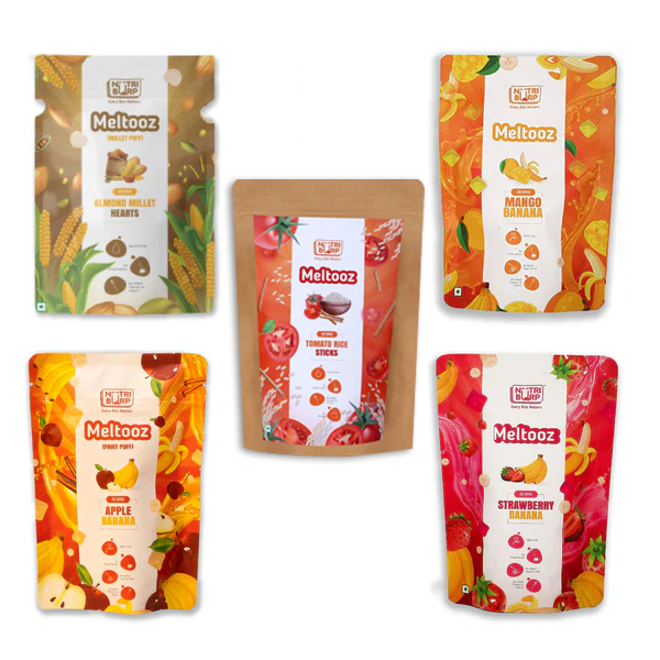 Almond Hearts + Tomato Sticks + Apple + Mango + Strawberry Meltooz Mix Combo