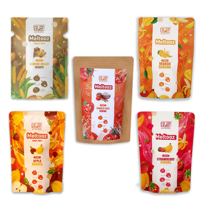 Almond Hearts + Tomato Sticks + Apple + Mango + Strawberry Meltooz Mix Combo