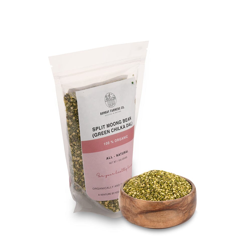 Organic Moong Dal Split Green / Moong Dal Chilka - 500 Gms - Kedia Organic Agro Farms Dals Kedia Organic Agro Farms 