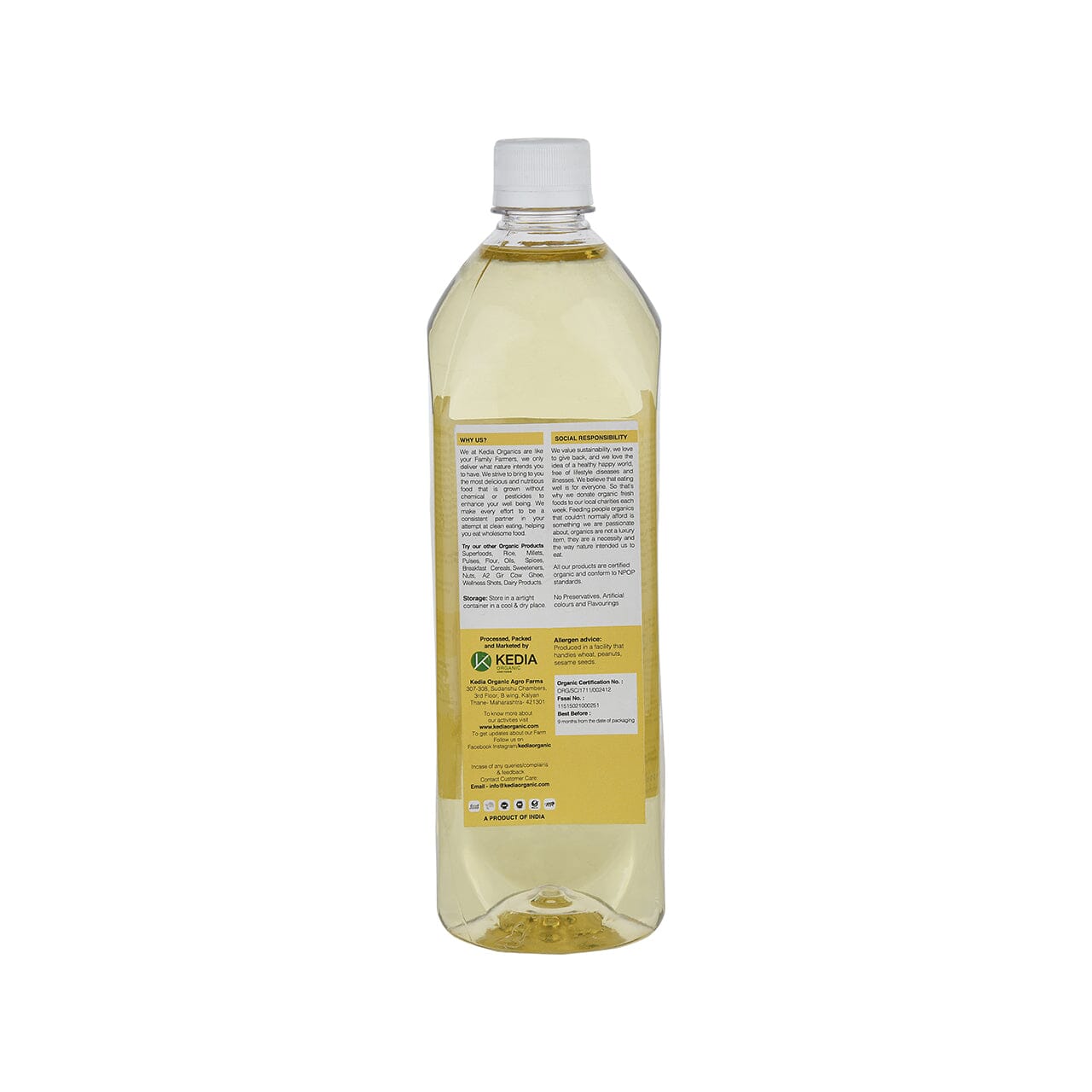 Organic Sunflower Cold Pressed Oil / Surajmukhi Tel- 1 Litre