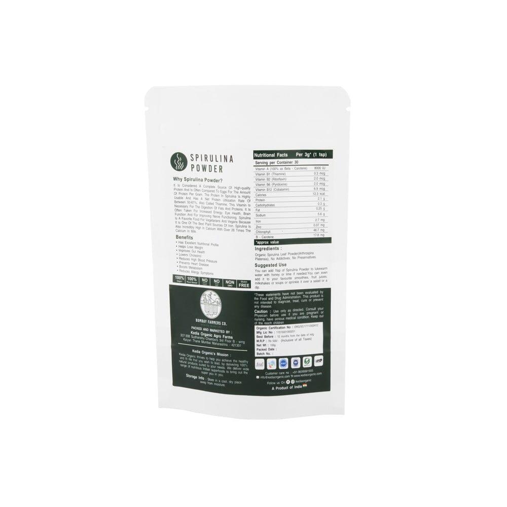 Organic Spirulina Powder - 100 Gms - Kedia Organic Agro Farms Nutritional Powder Kedia Organic Agro Farms 