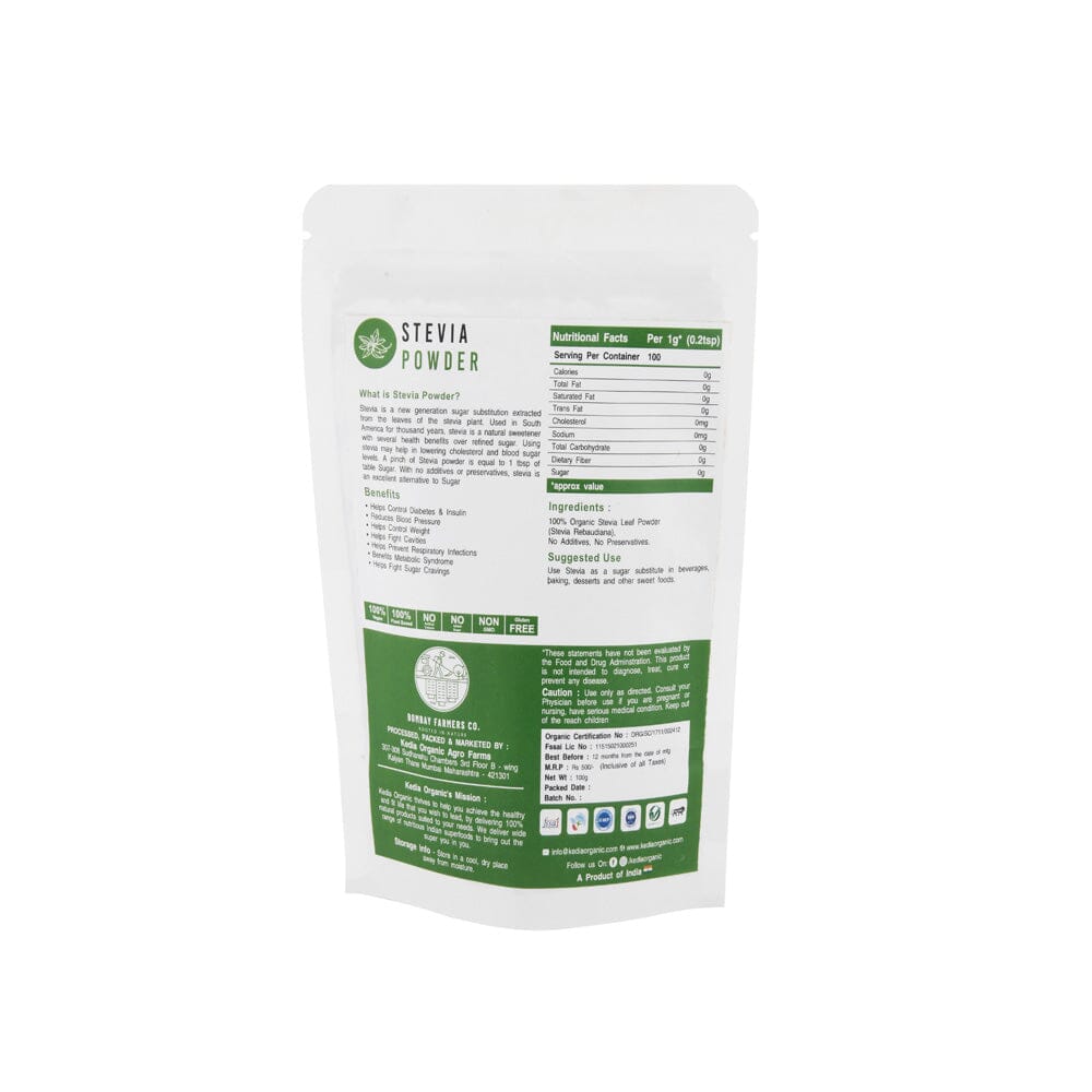 Organic Stevia Powder - 100 Gms - Kedia Organic Agro Farms