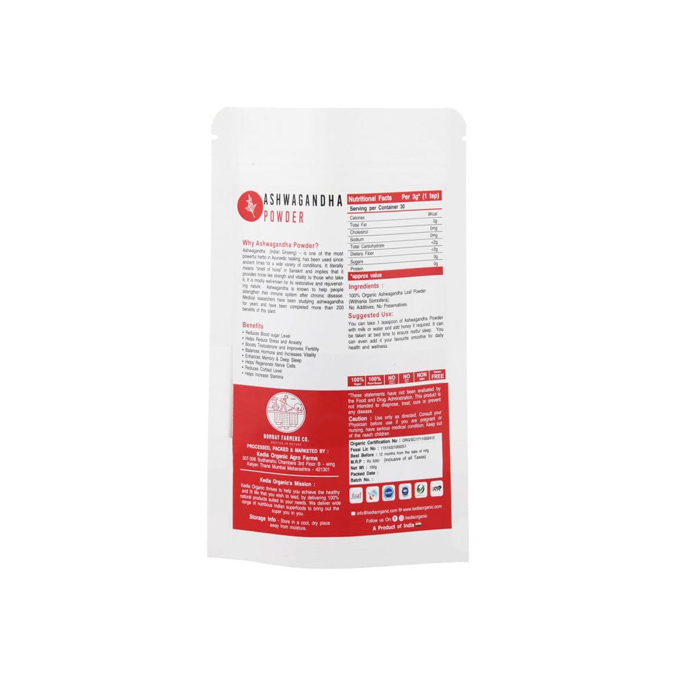 Ashwagandha Powder -  100 % Natural & Farm Fresh  Nutritional Powder  